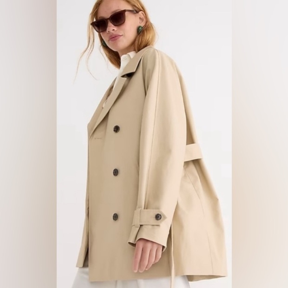 J. Crew Women's Beige Double-Breasted short Trench Coat - Picture 3 of 8
